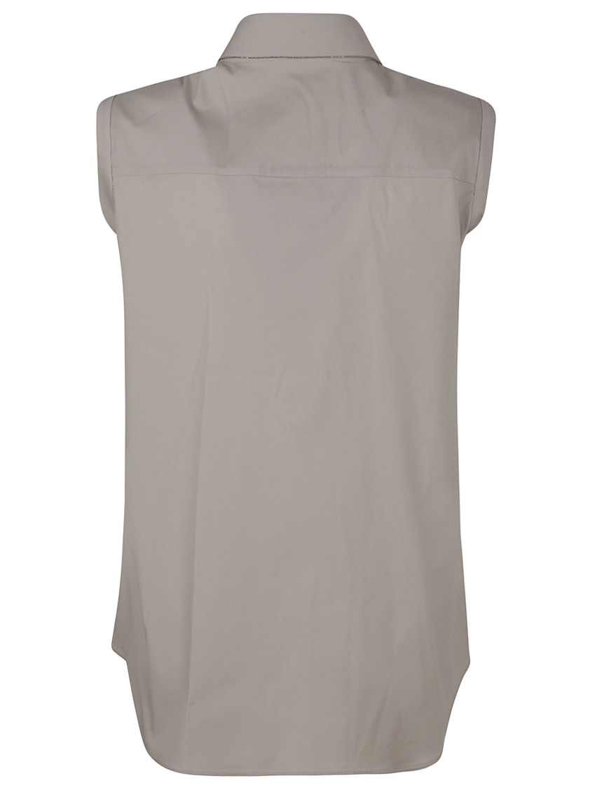 Brunello Cucinelli Stretch Cotton Poplin Shirt In Grey