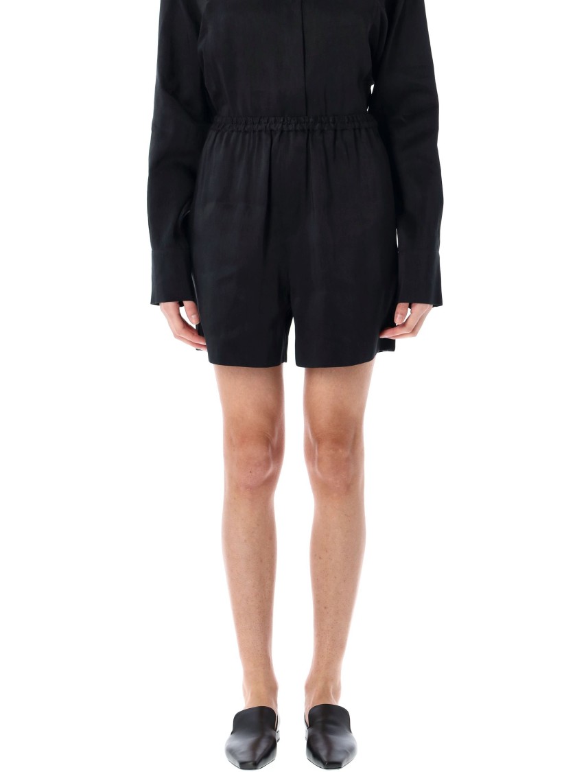 Loulou Studio Relaxed Fit Black Shorts With Elasticated Waistband In Black