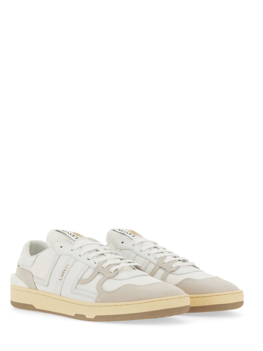 Lanvin Mesh And Leather Clay Sneakers With In White