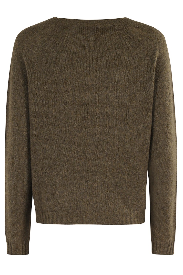 Roberto Collina Relaxed Fit Long-sleeved Knit Sweater In Green
