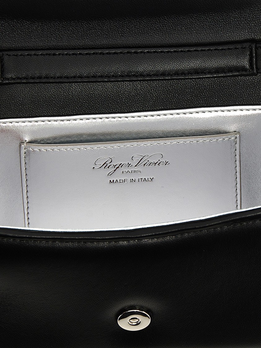 Roger Vivier Micro Pilgrim Top Handle Bag In Black