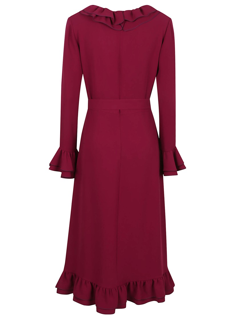 Valentino Crepe Coture Dress In Burgundy
