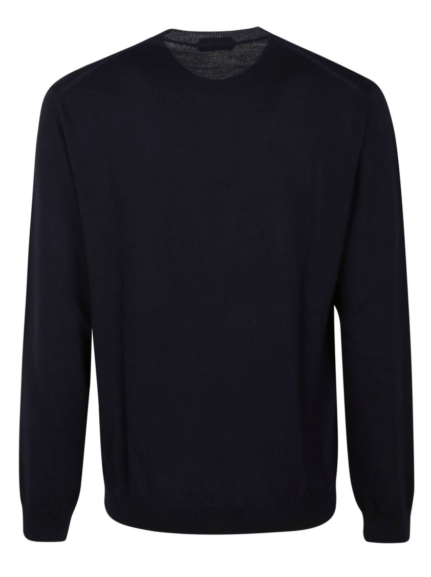 Zanone Linen Relaxed-fit Top With Classic Crew Neckline In Blue