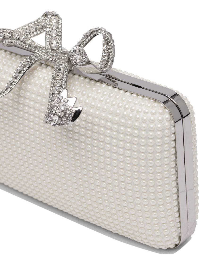 Self-portrait Textured Pearl-like White Clutch In White