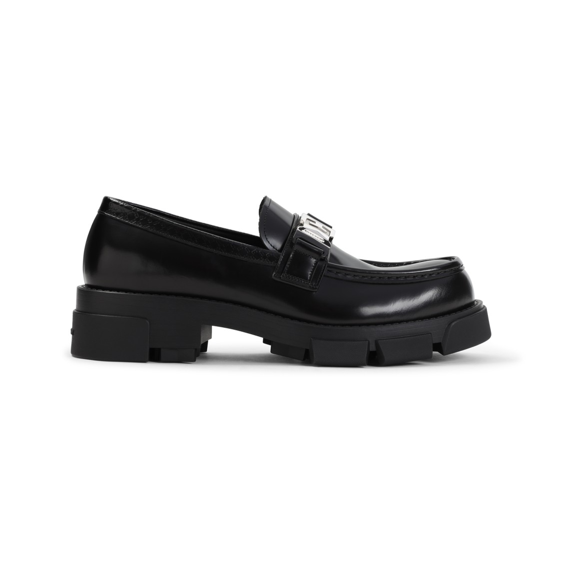 Givenchy Polished Black Bull Leather Loafers With Chunky Sole In Black