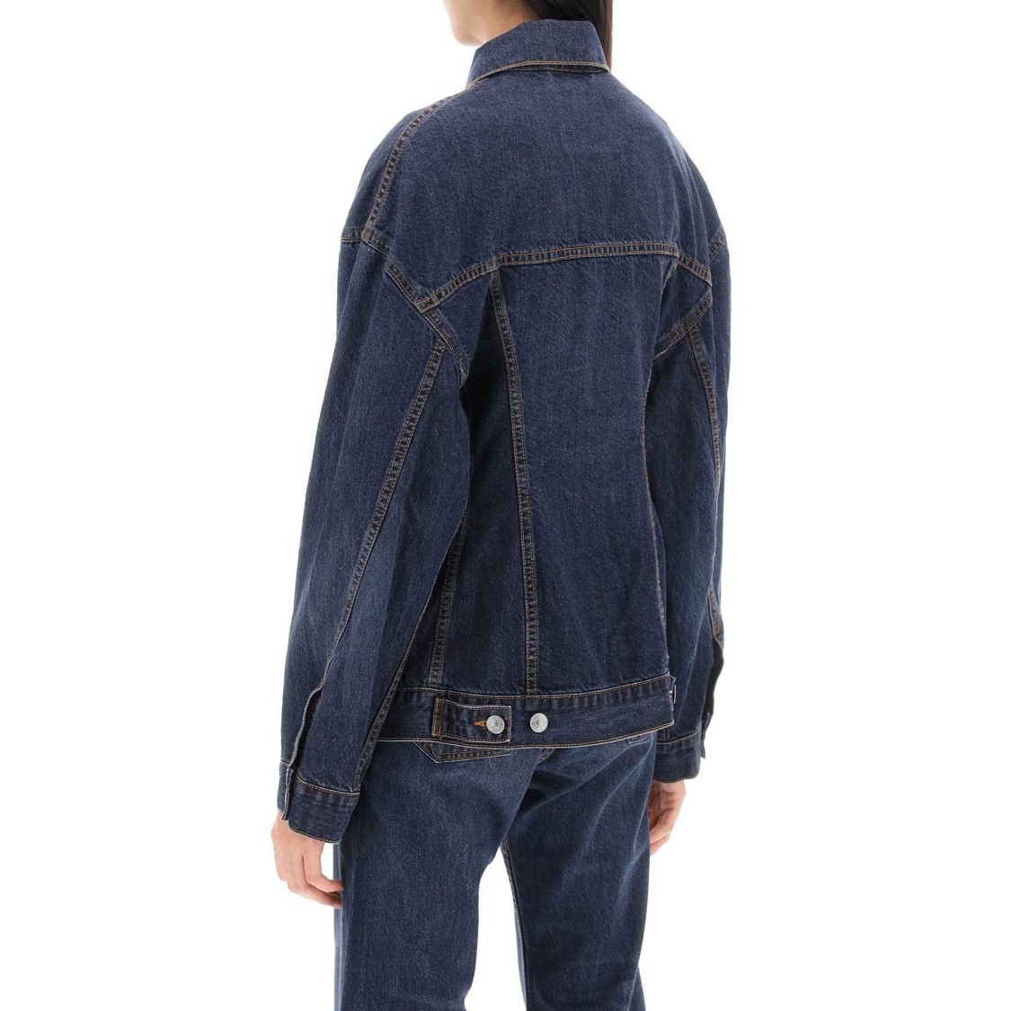 Balenciaga Collared Button-up Denim Jacket In Black