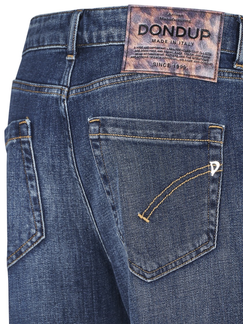 Dondup High-waisted Denim Trousers With Vintage Finish In Blue