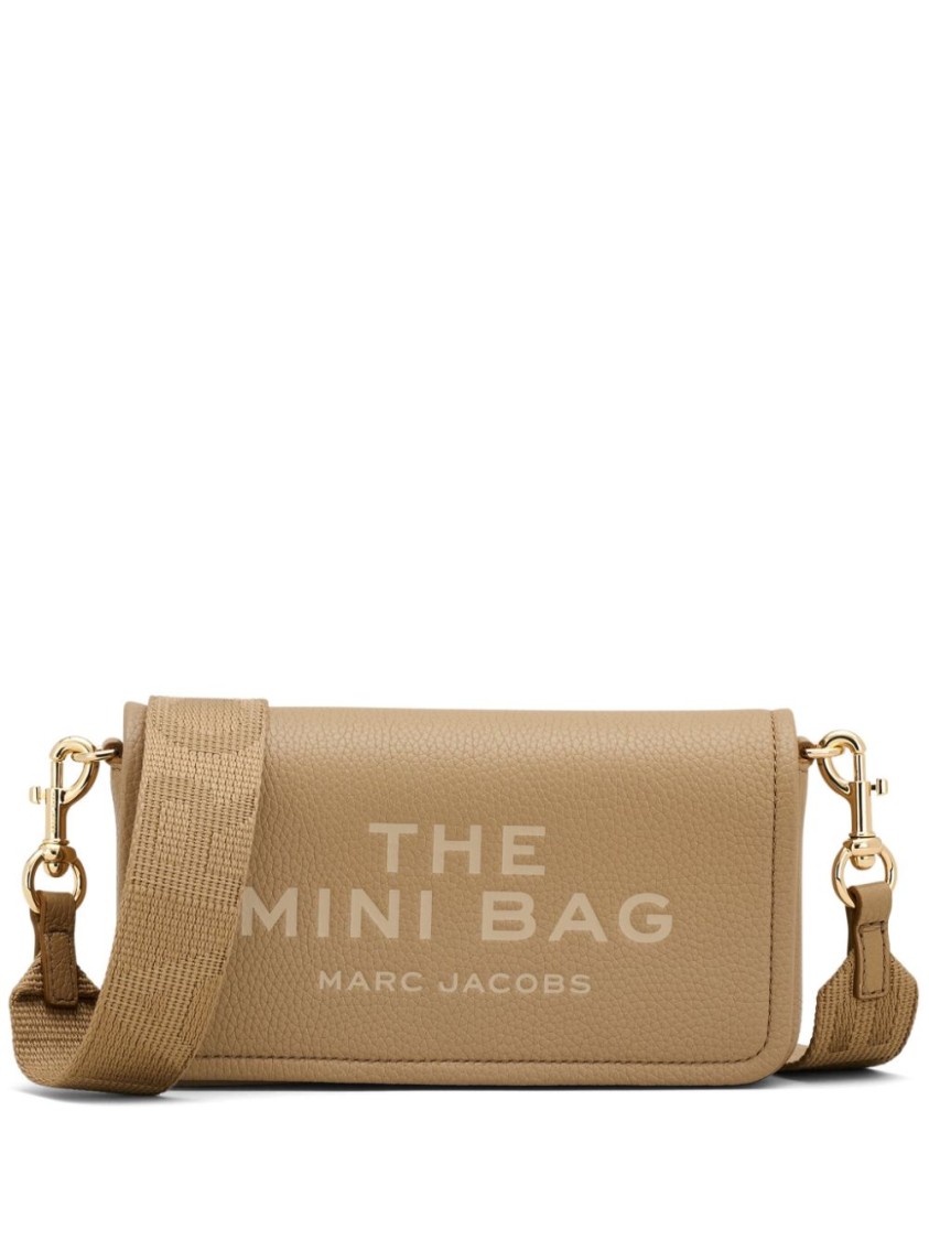 Marc Jacobs Brown Leather Shoulder Bag With Textured Finish In Neutral
