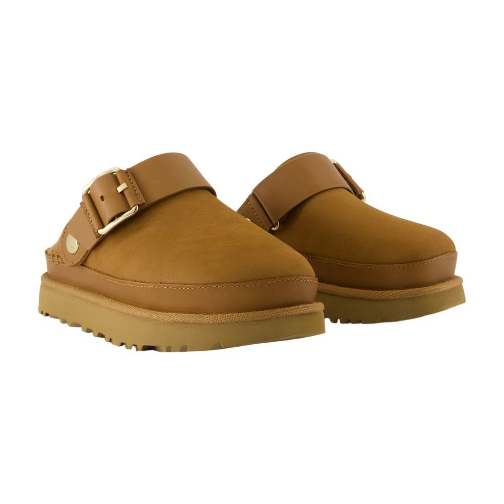 UGG UGG MULES W GOLDENSTAR VILLA - LEATHER - BROWN 