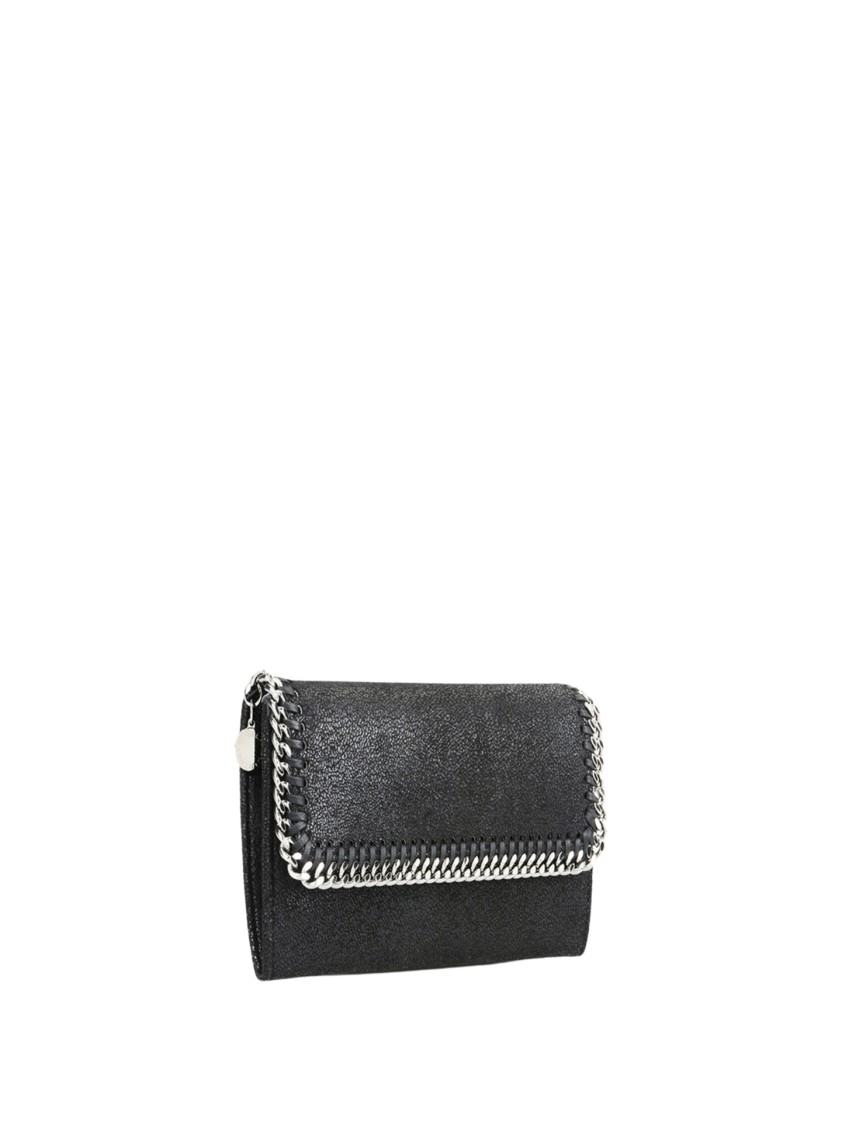 Stella Mccartney Textured Black Bag With Chain Trim And Flap Closure