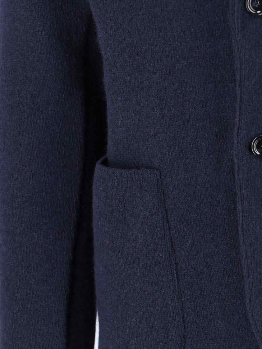 Lardini Tailored Jacket With Decorative Pin And Pockets In Blue