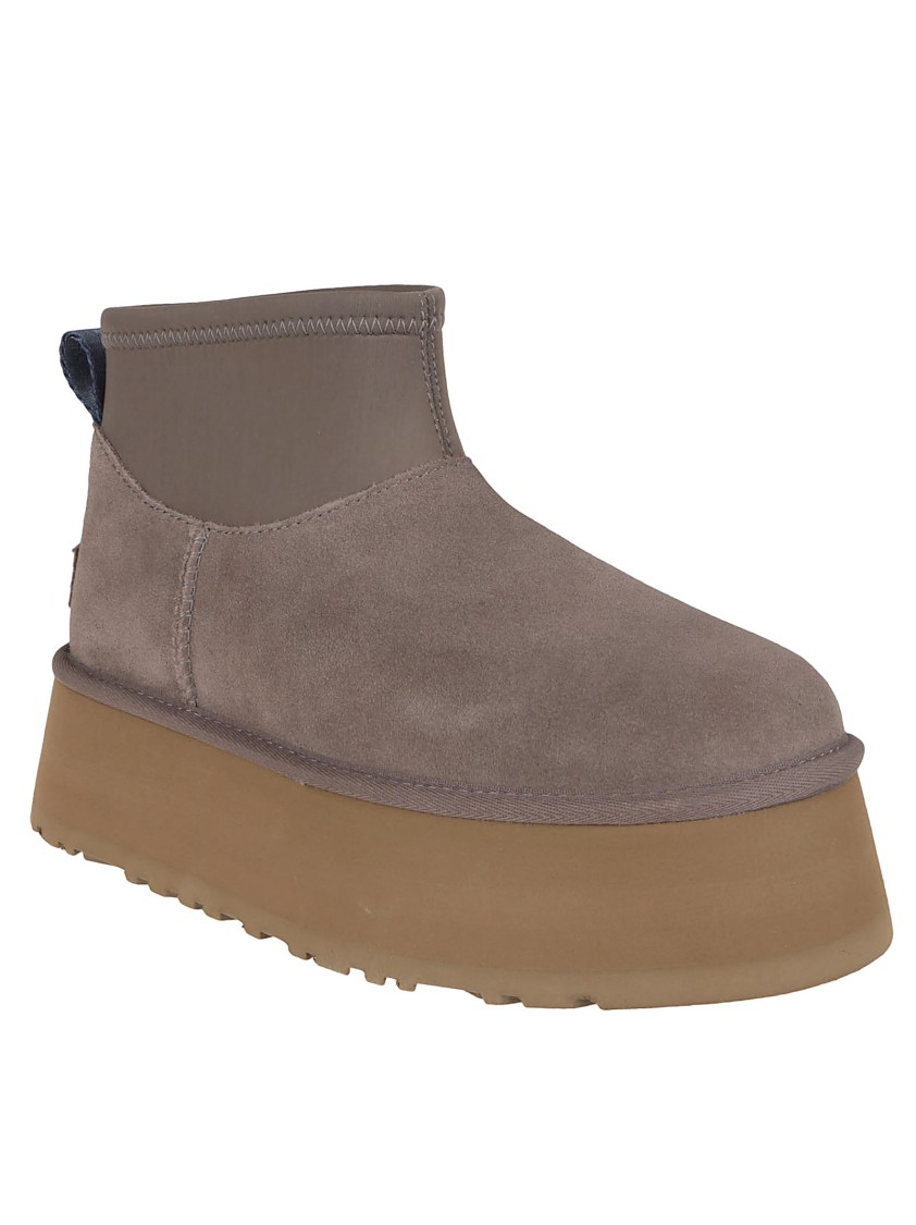 Ugg Mini Ankle Boots With Platform Sole And Pull Tab In Brown