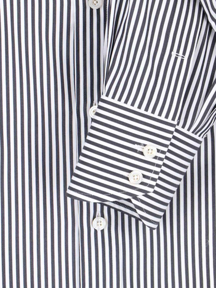 Tom Ford Striped Pattern Button-down Collar Long Sleeves Shirt In Blue