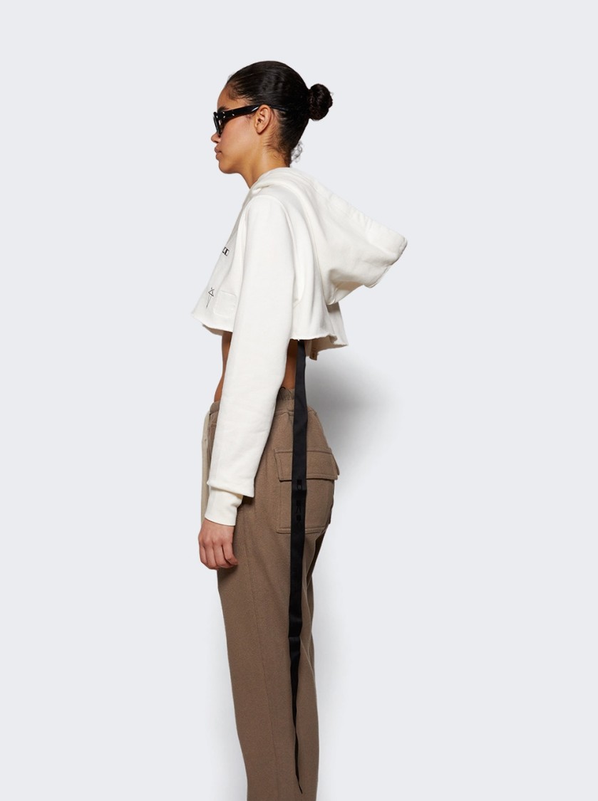 Rick Owens Drkshdw Drkshdw By Rick Owens Cropped Hoodie Milk And Black In White