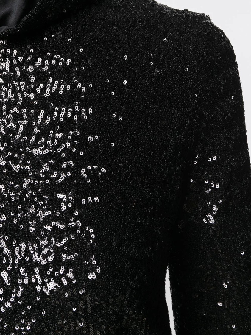 Fabiana Filippi Glitter-embellished Evening Dress With High Neckline In Black