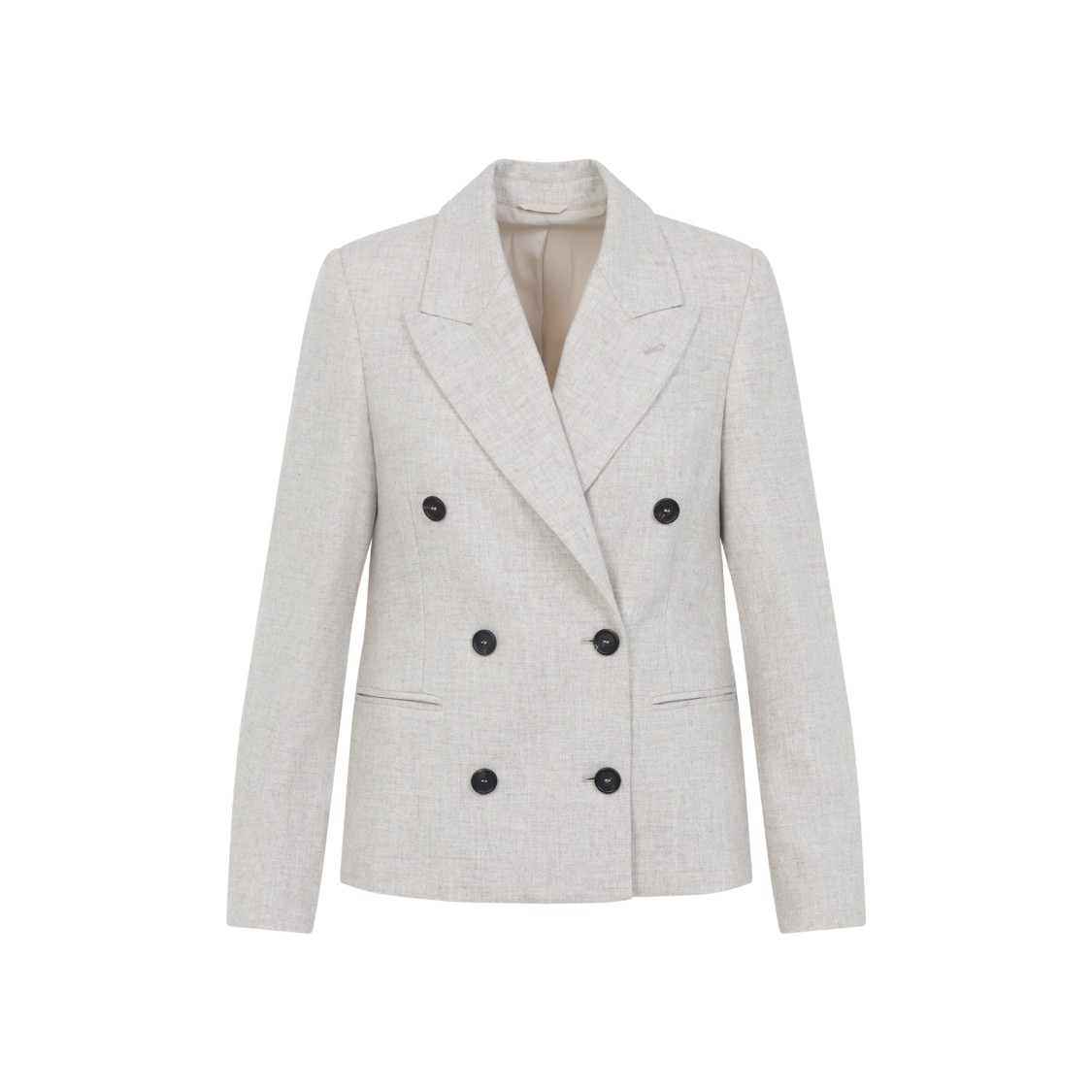 Brunello Cucinelli Double Breasted Wool And Cashmere Jacket In White