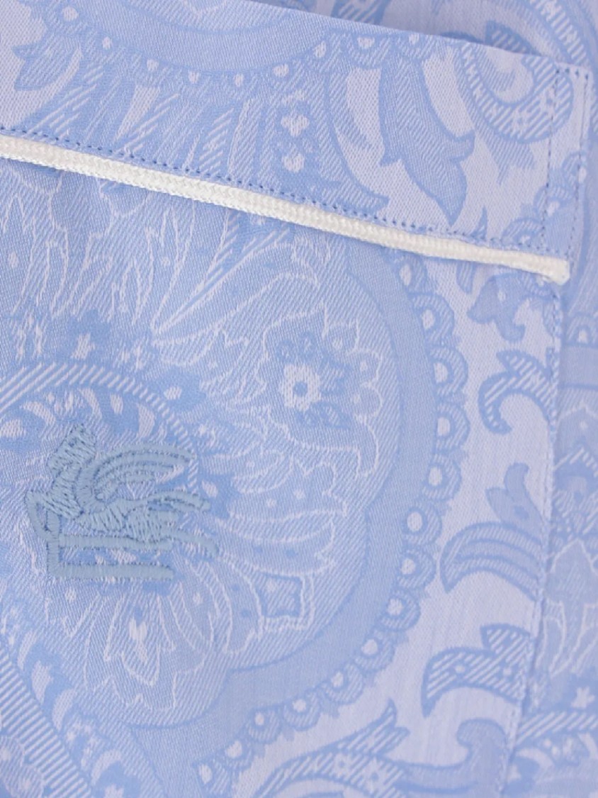 Etro Button-up Shirt With Subtle Paisley Pattern In Blue