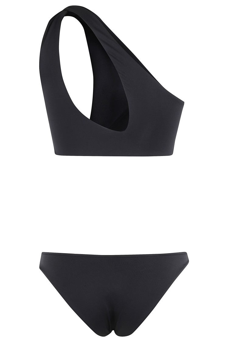 Shop Federica Tosi One-shoulder Knot Detail Black Bikini\