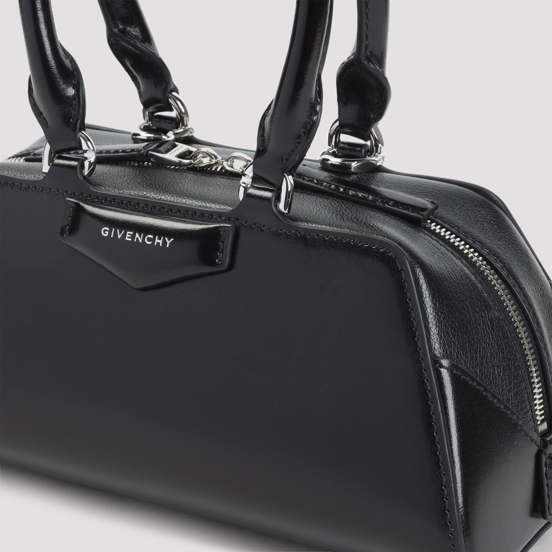 Givenchy Mini Antigona Ew Top Handle Bag In Calf Leather In Black