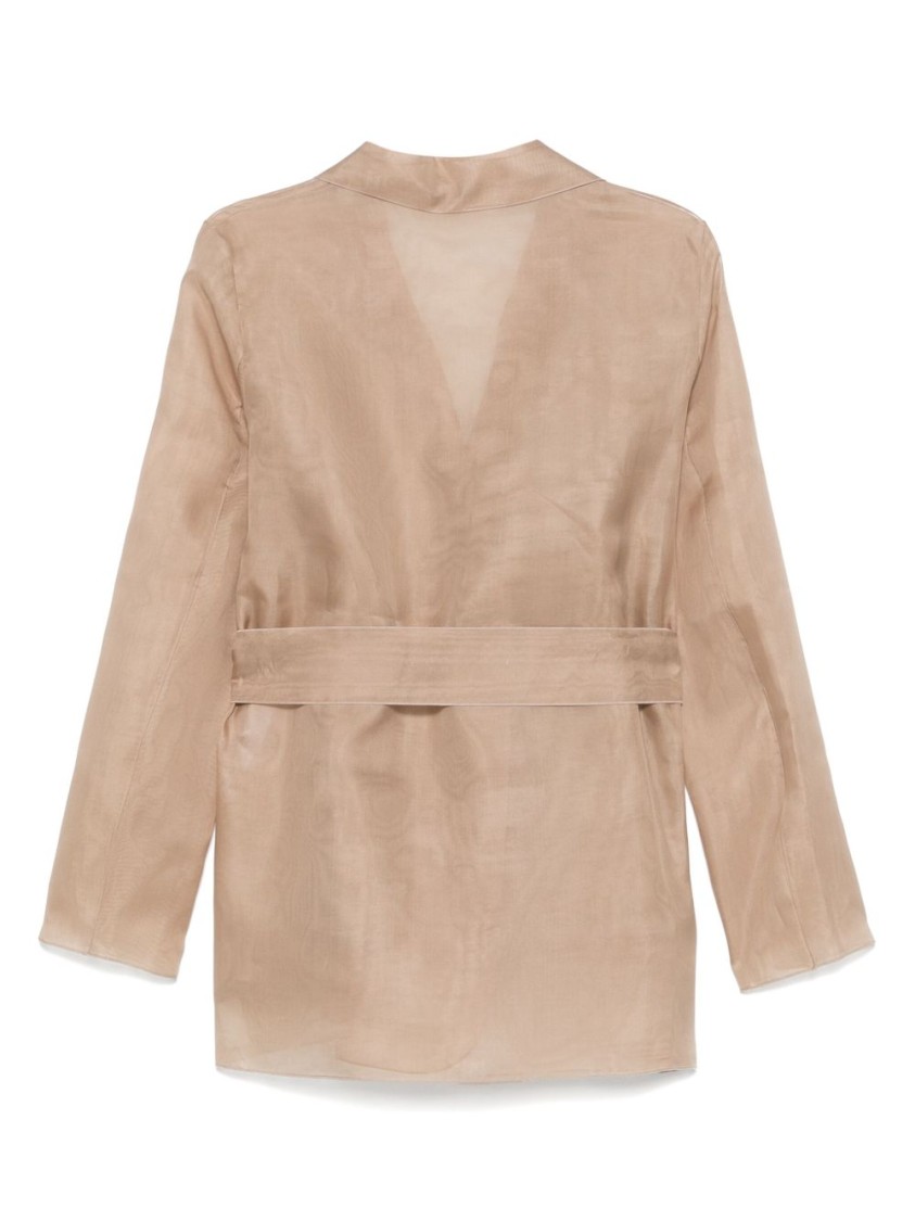 Antonelli 'james' Jacket In Beige Silk With Belt
