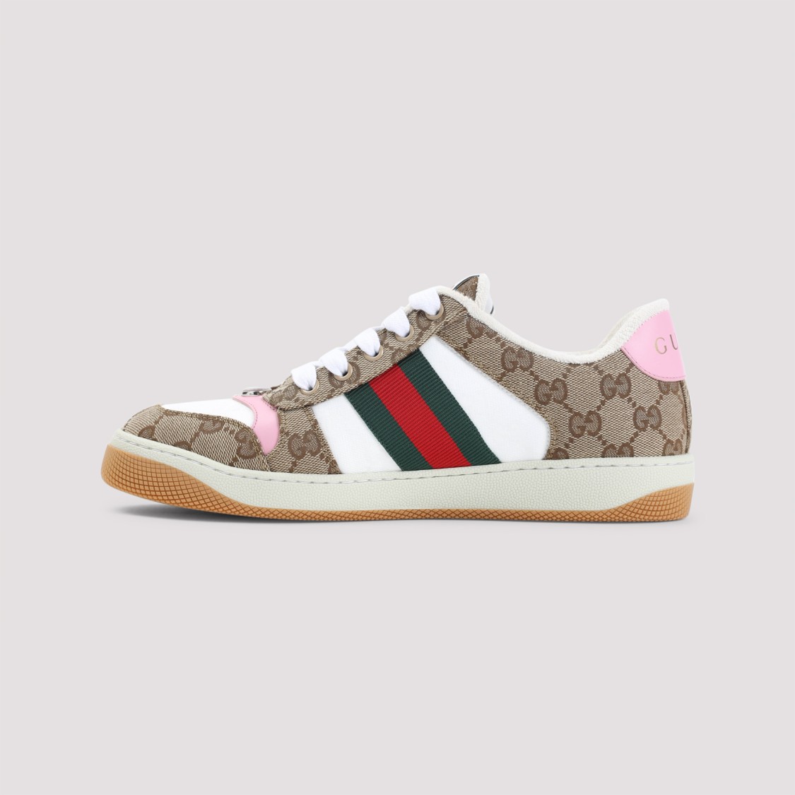 Gucci Beige Monogram Canvas Low-top Sneakers In Neutral