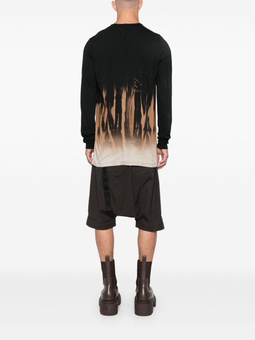 Rick Owens Drkshdw Abstract Print T-shirt Drawstring Detail In Black