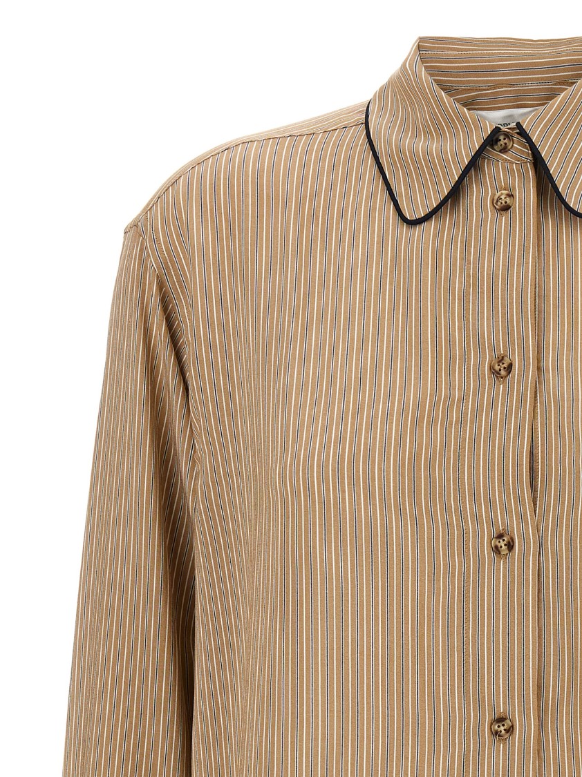 Victoria Beckham Piping Detail Pyjama Shirt And Blouse Brown