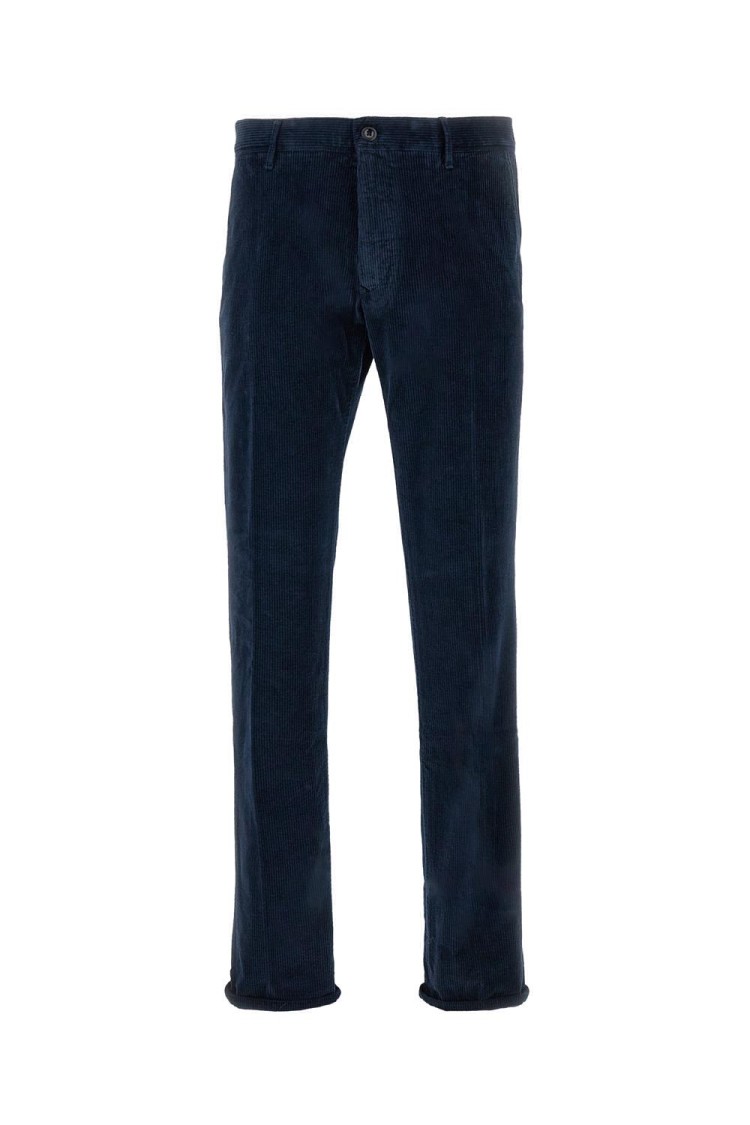 Incotex Tailored Fit Corduroy Trousers With Zip In Blue