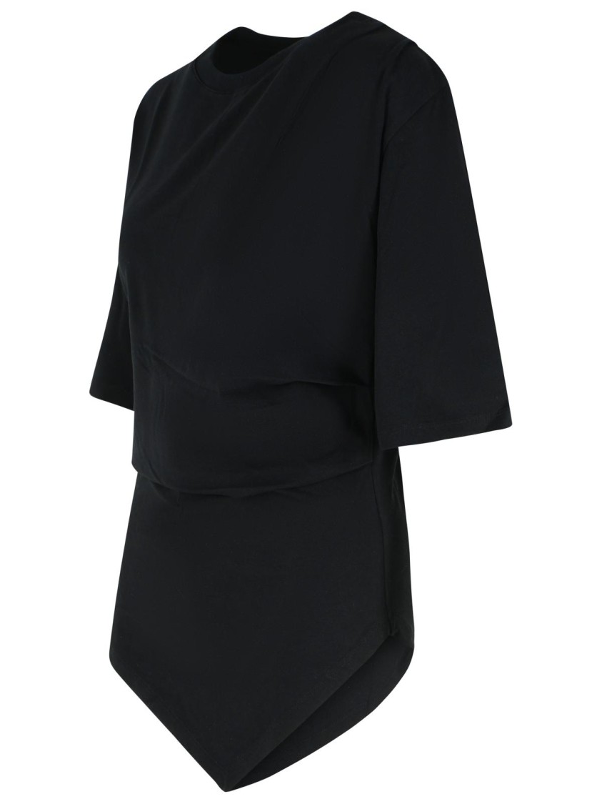 Rohe Asymmetrical Black Organic Cotton Woven T-shirt In Black