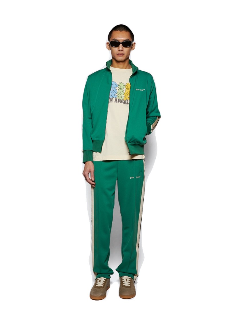 Palm Angels Track Jacket In Green-colored Technical Fabric In Green