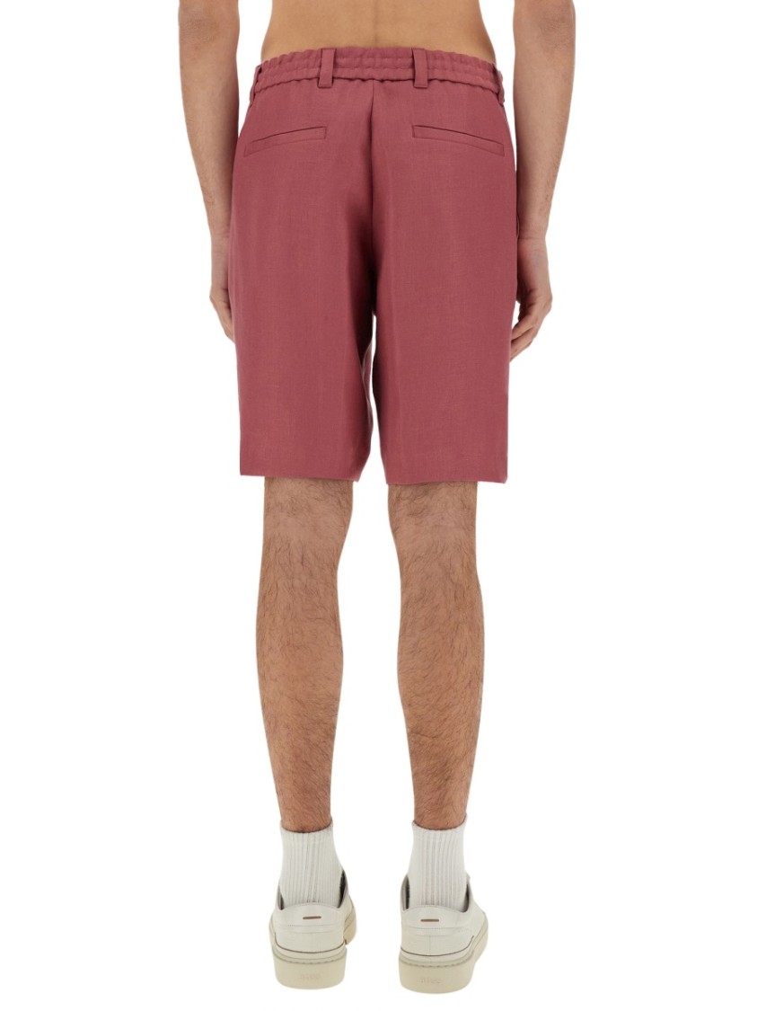 Shop Boss Camel Linen Relaxed Fit Shorts