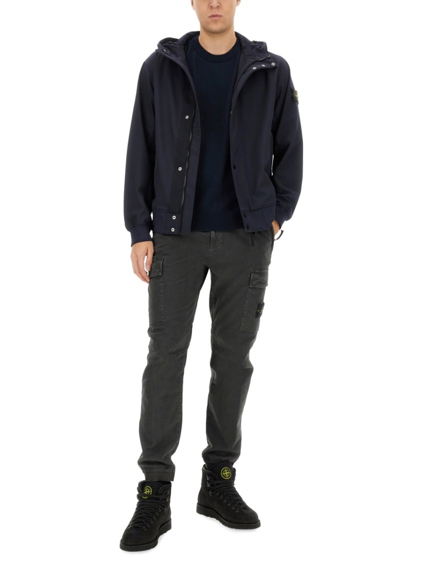Stone Island Blue Light Soft Shell-r E. Dye Technology Jacket In Blue