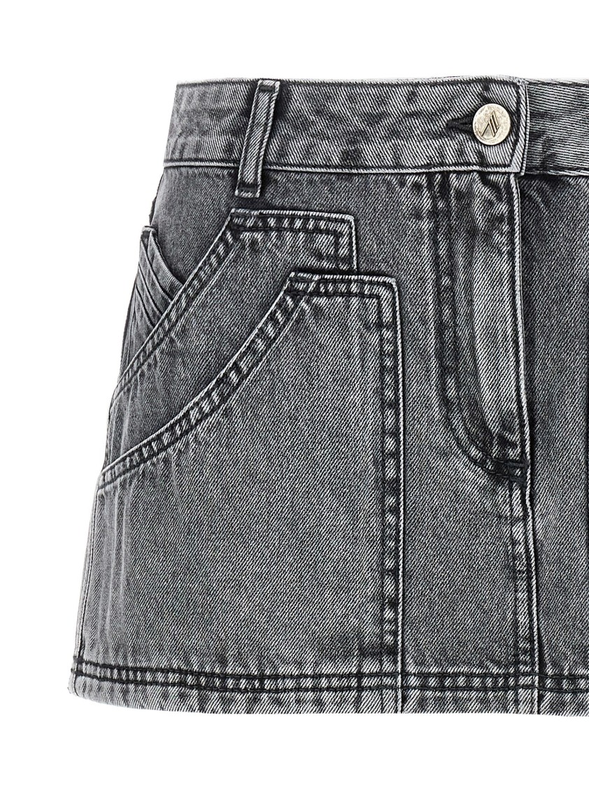 Attico Gray High-waisted Slim Fit Denim Mini Skirt