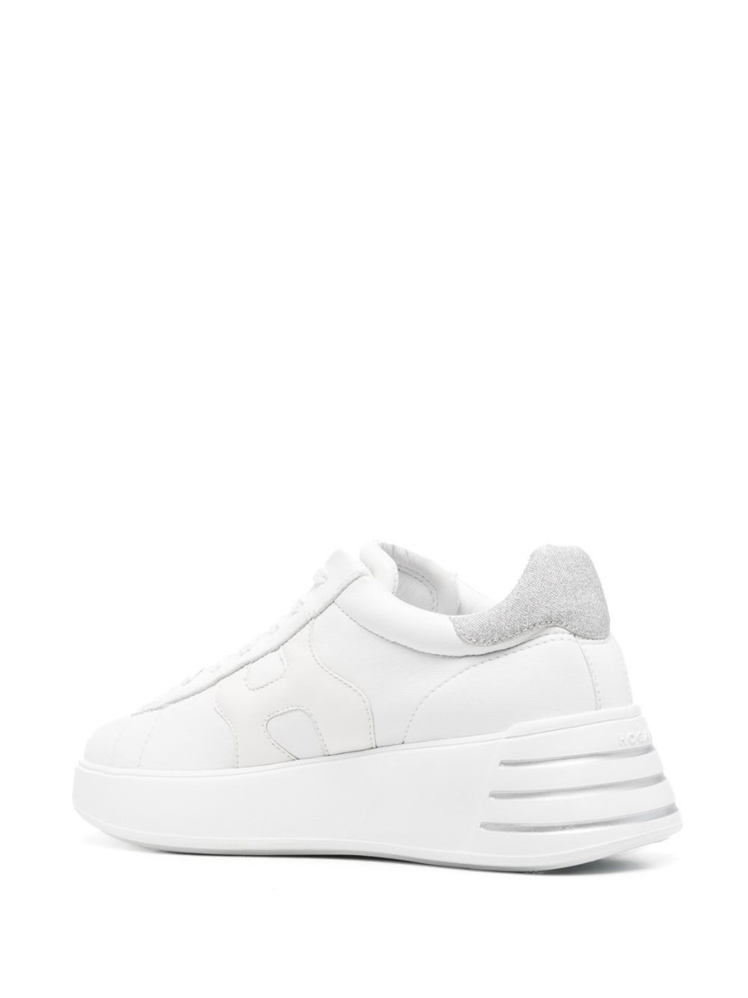 Hogan Leather Sneakers With Glittered Patch In White
