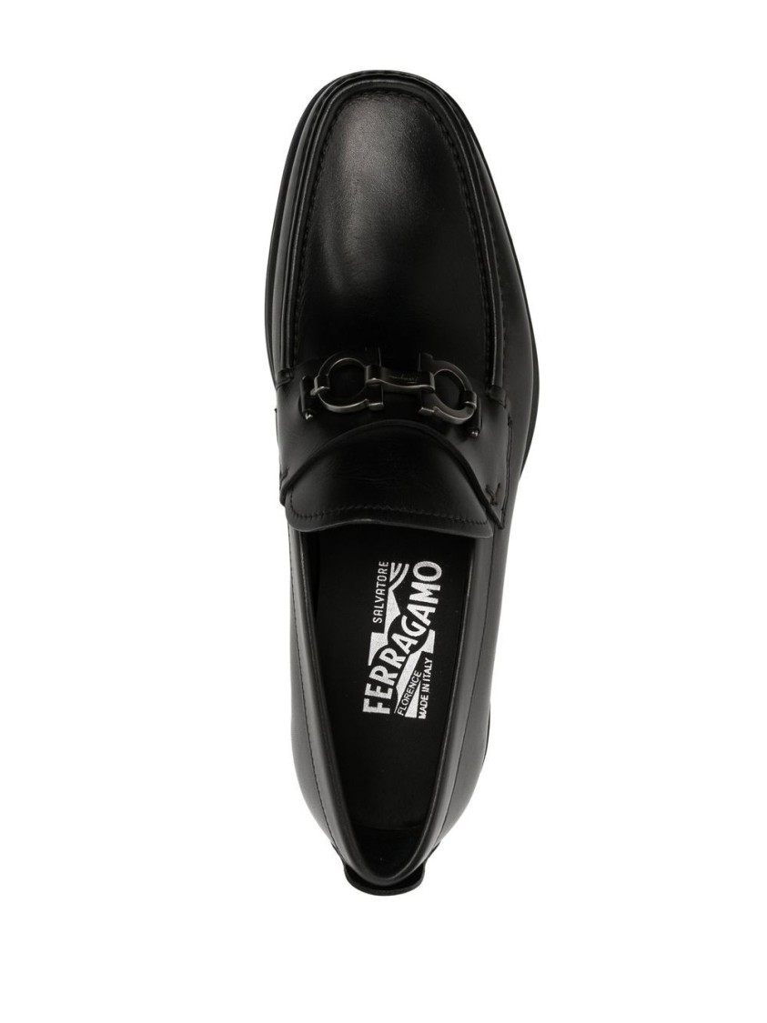 Ferragamo David Gancini Bit Leather Loafers In Black