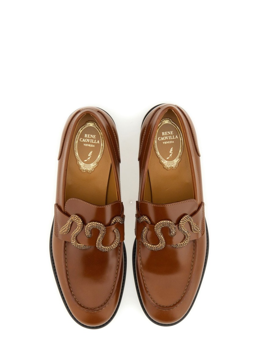 フラットシューズ Rene Caovilla Brown Leather Loafers René Caovilla Brown Leather Loafers Flat in Brown | THE LIST