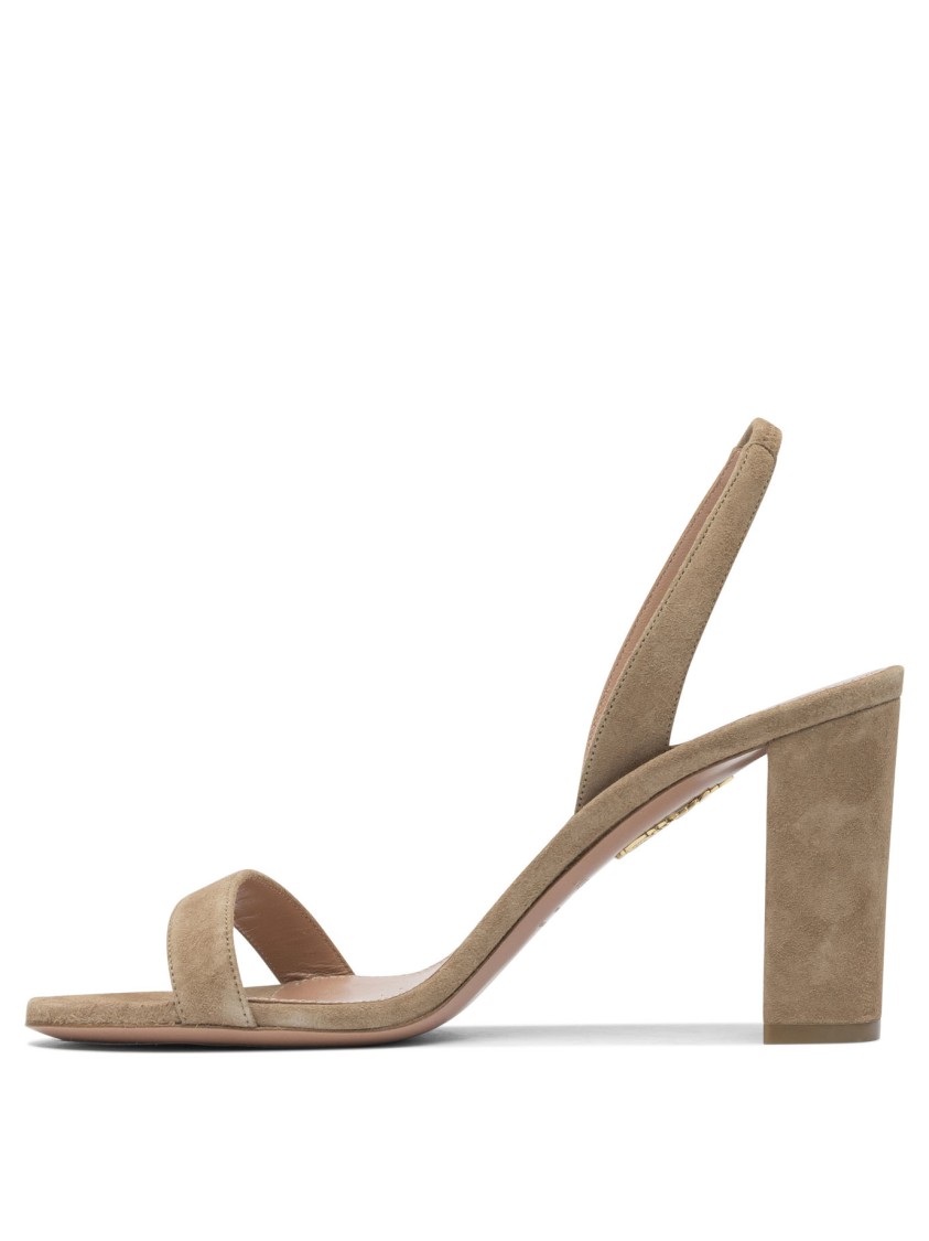 Aquazzura Block Heel Sandals With Slingback Strap In Brown