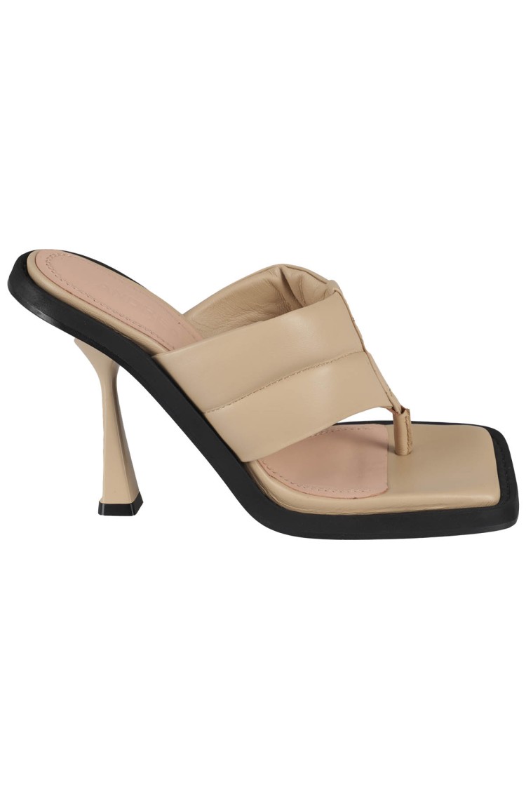 Andreädamo Andreâdamo Square Toe Padded Thong Leather Mules In Neutrals