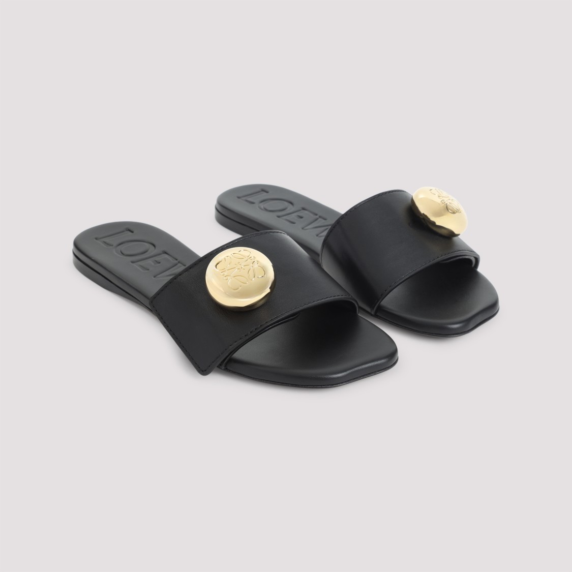 Loewe Women Pebble Calfskin Slide In Black
