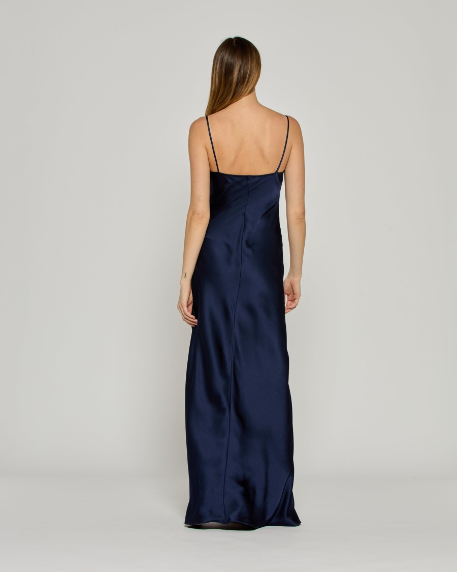 Serena Bute Satin Slip Dress '25 - Dark Navy In Blue