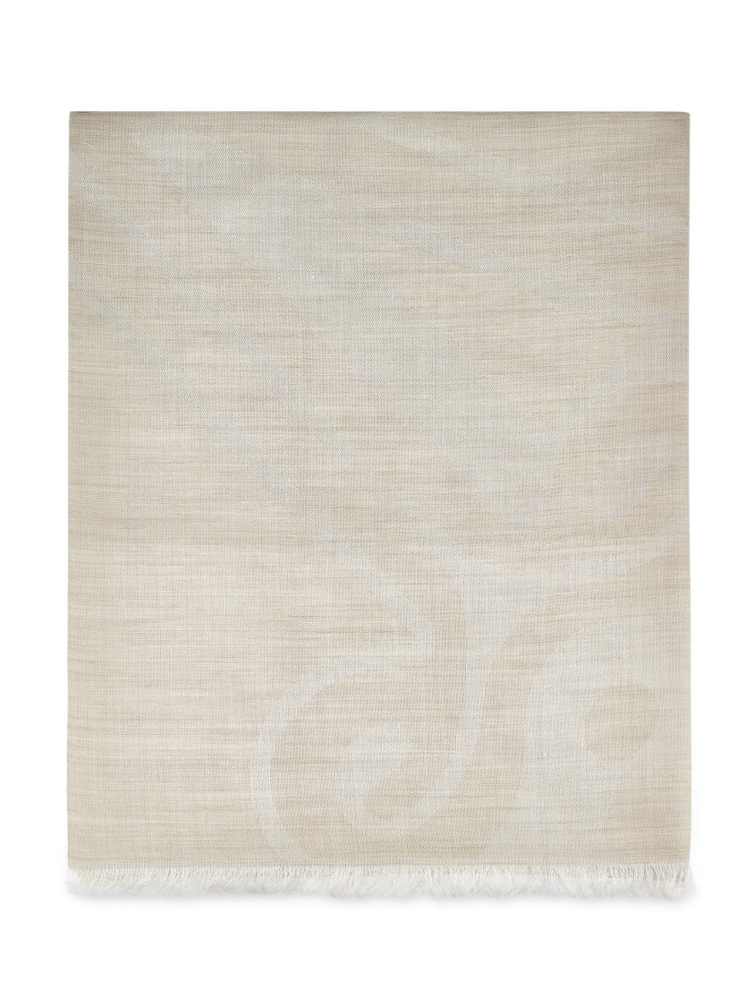 Max Mara Soft Fringe Scarf With Delicate Pattern In Gray