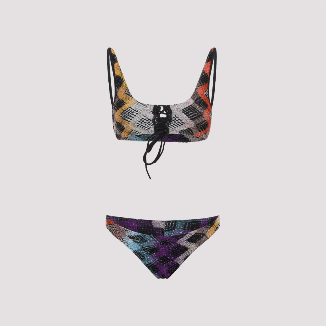 Missoni Chevron Bikini Scoop Neck Viscose Blend In Multi