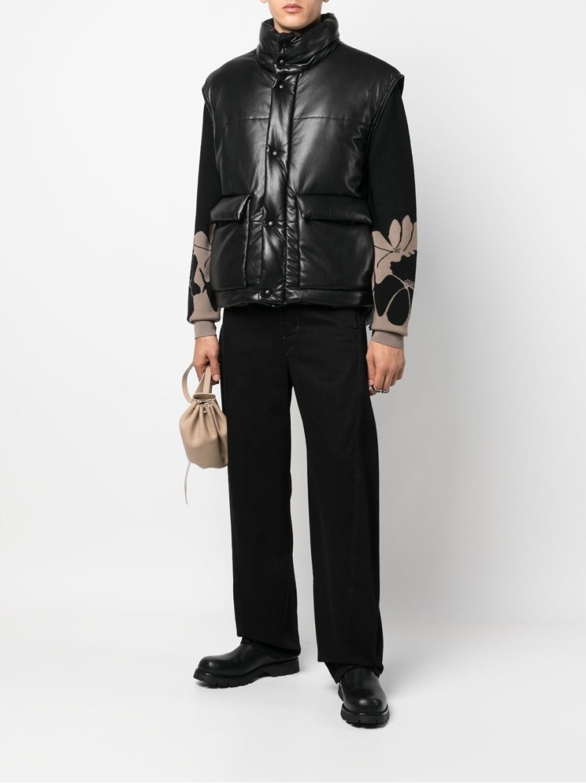 Nanushka Padded Turtleneck Vest With Glossy Finish In Black