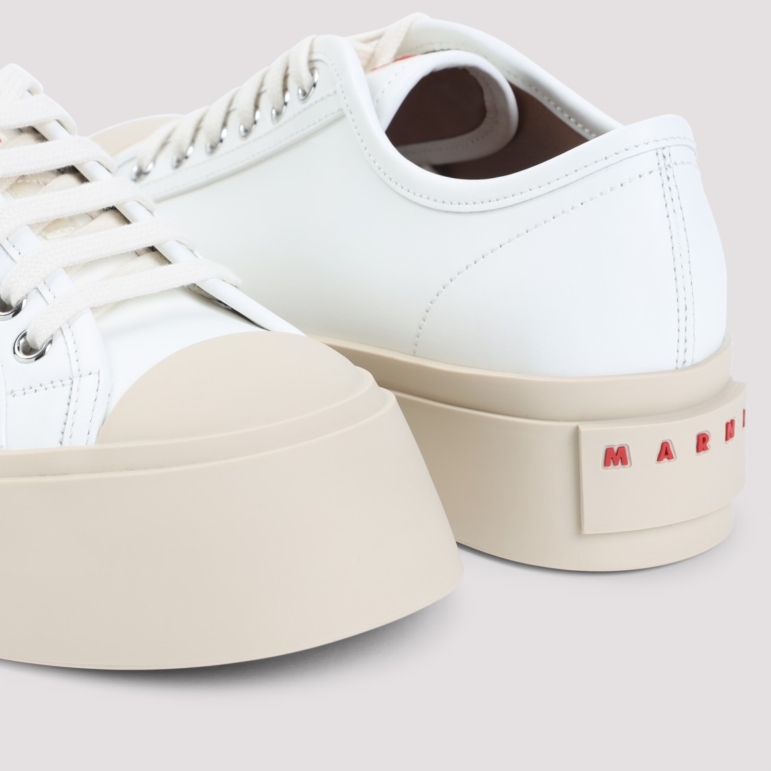 Marni Modern White Calf Leather Sneakers In White