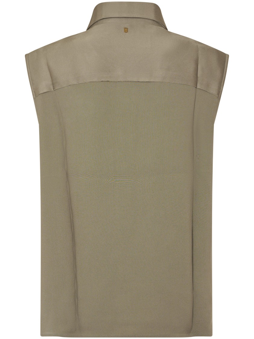 Ami Alexandre Mattiussi Ami Structured Sleeveless Shirt With Classic Collar In Green