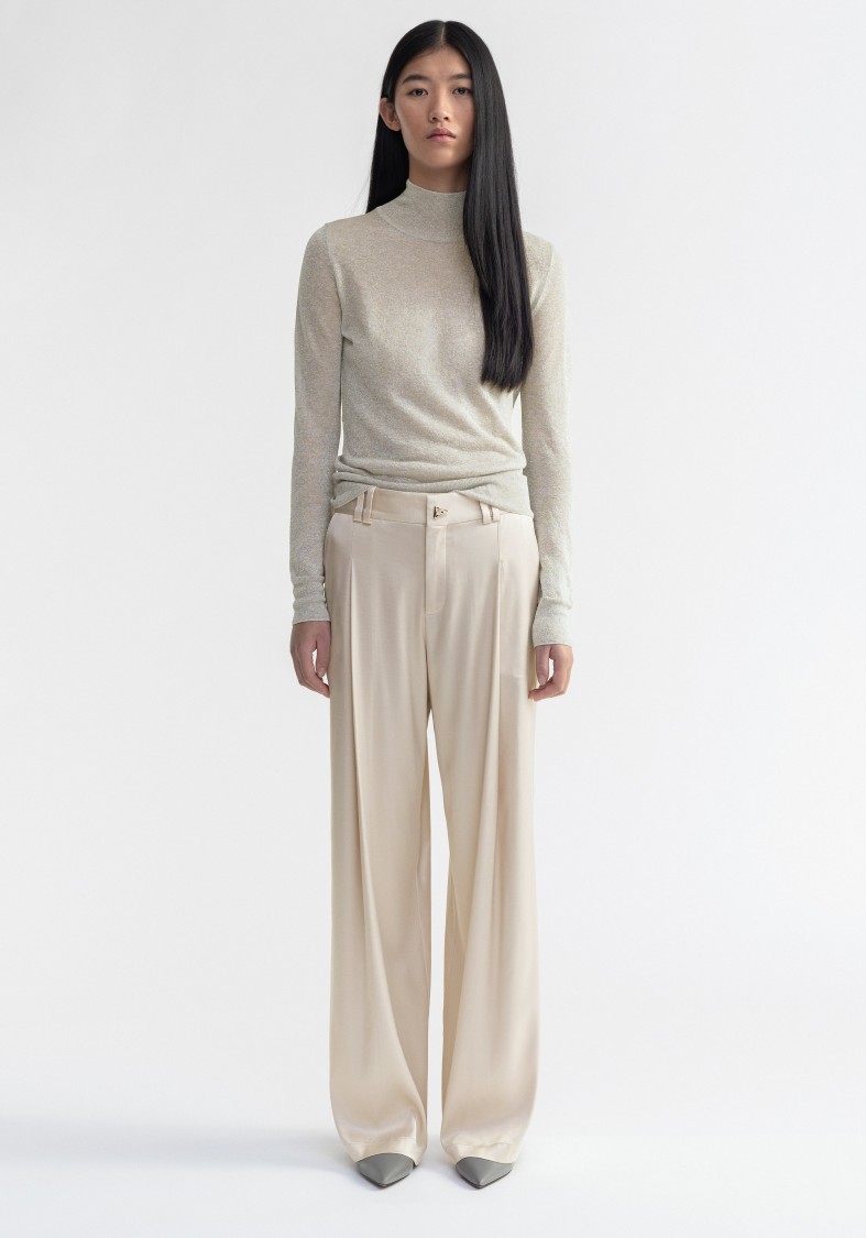 Shop Aeron Vaslav - Sparkly Ribbed Turtleneck In Neutrals