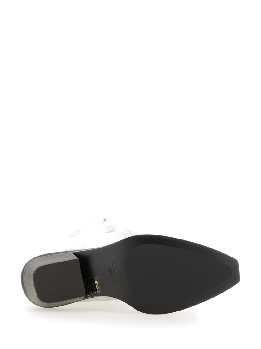 Shop Ganni Western Boot In Silver
