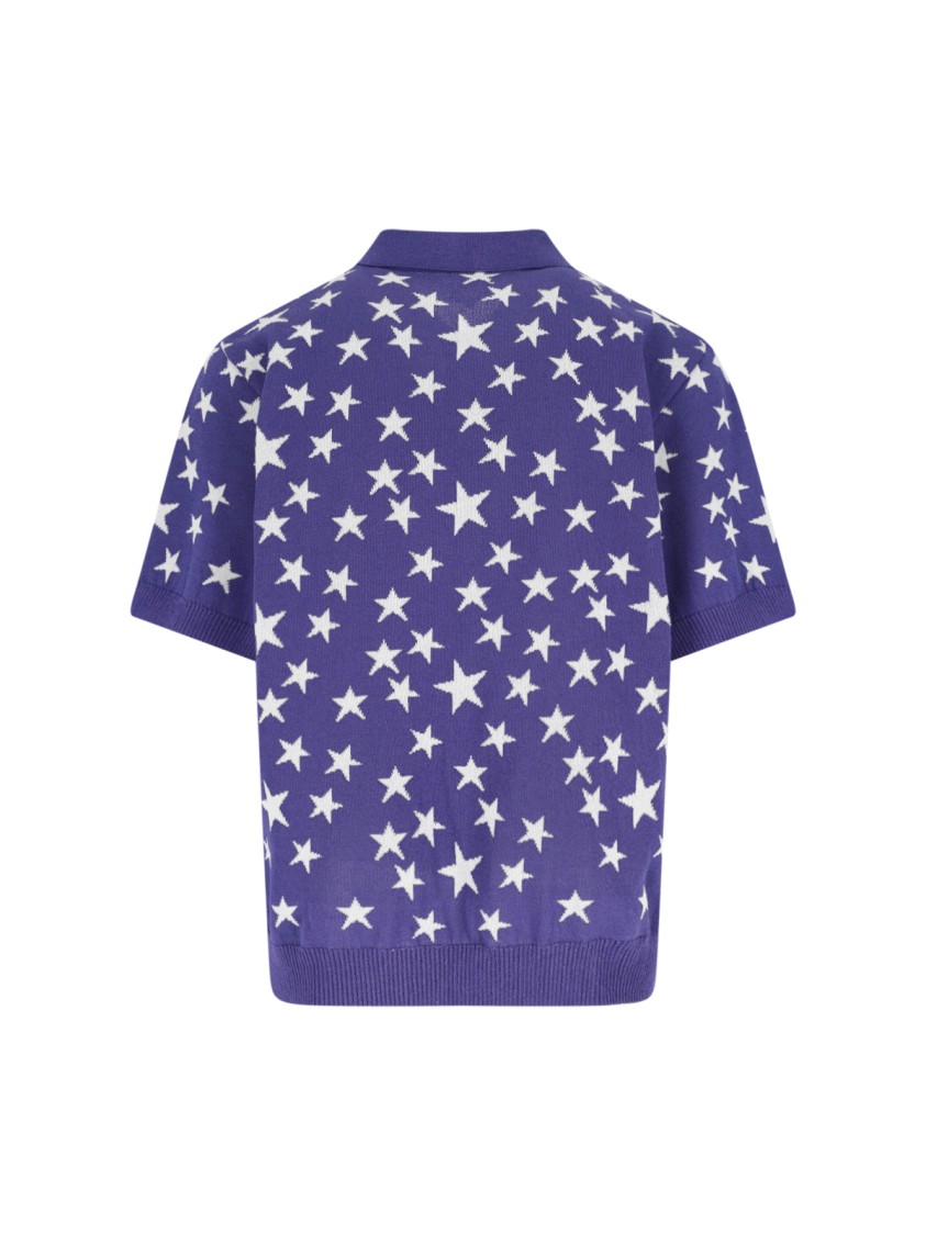 NEEDLES NEEDLES STAR KNIT POLO – PURPLE