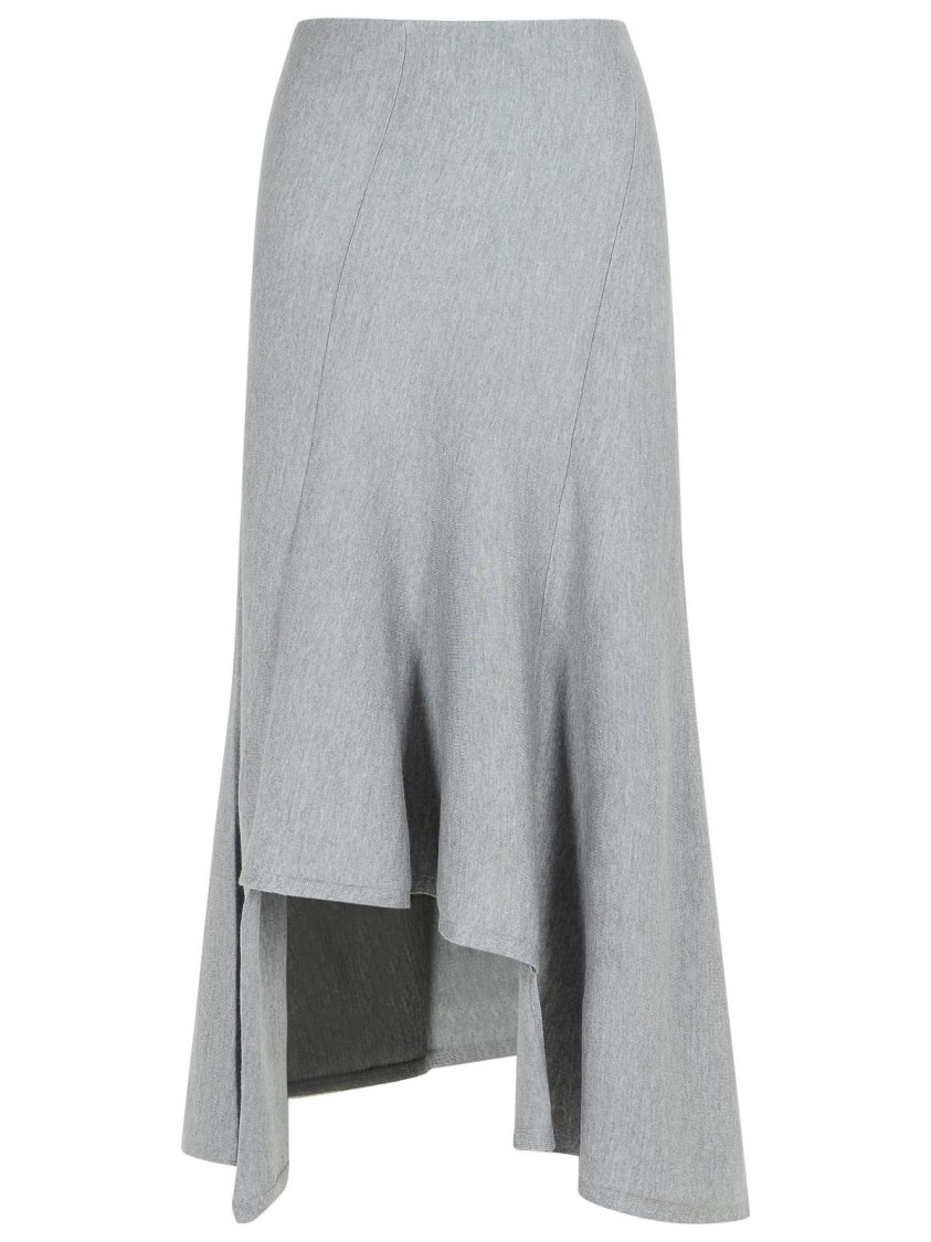 Khaite Miranda Grey Wool Skirt In Gray