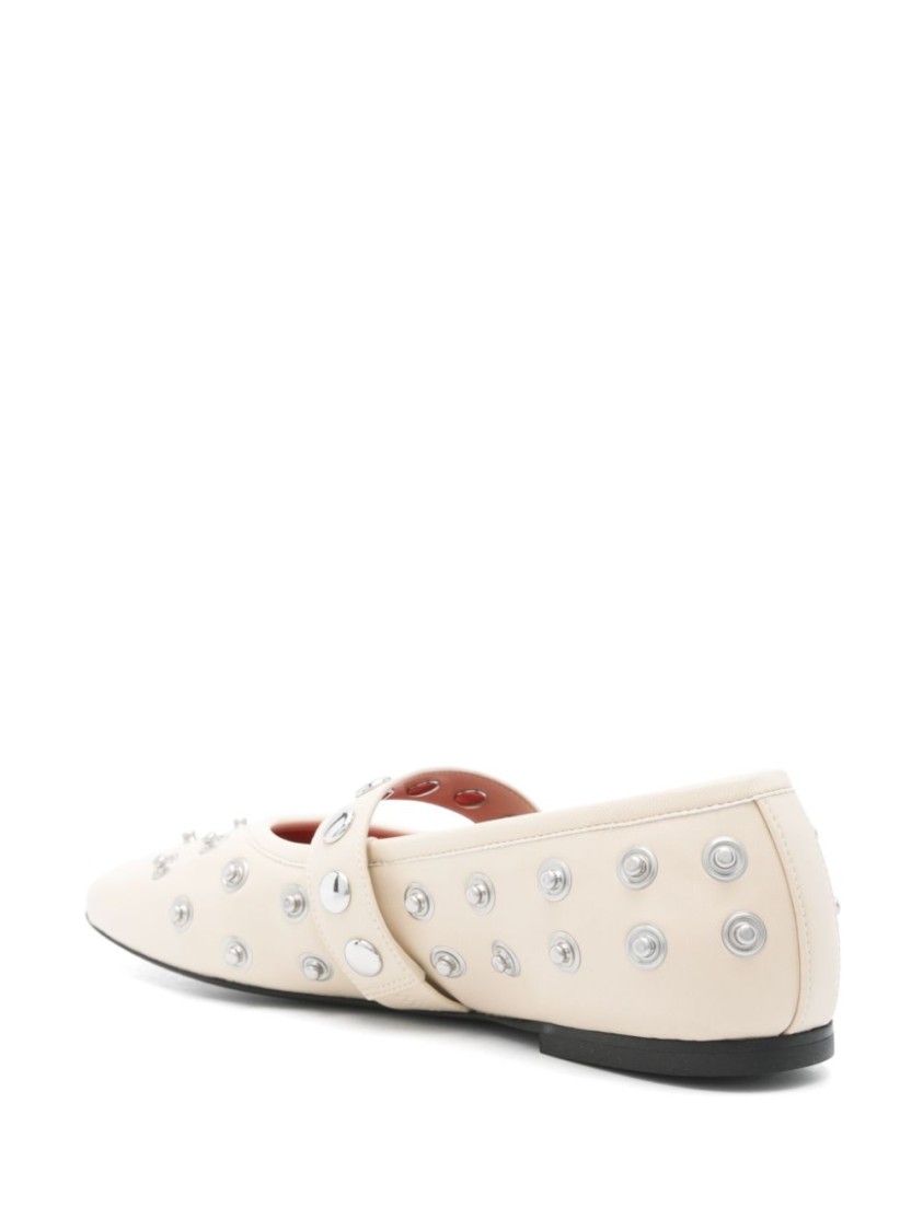 Stella Mccartney Beige Ryder Popper-studded Ballerina Flats In Neutrals